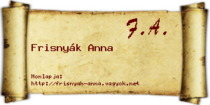 Frisnyák Anna névjegykártya